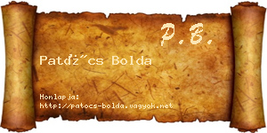 Patócs Bolda névjegykártya